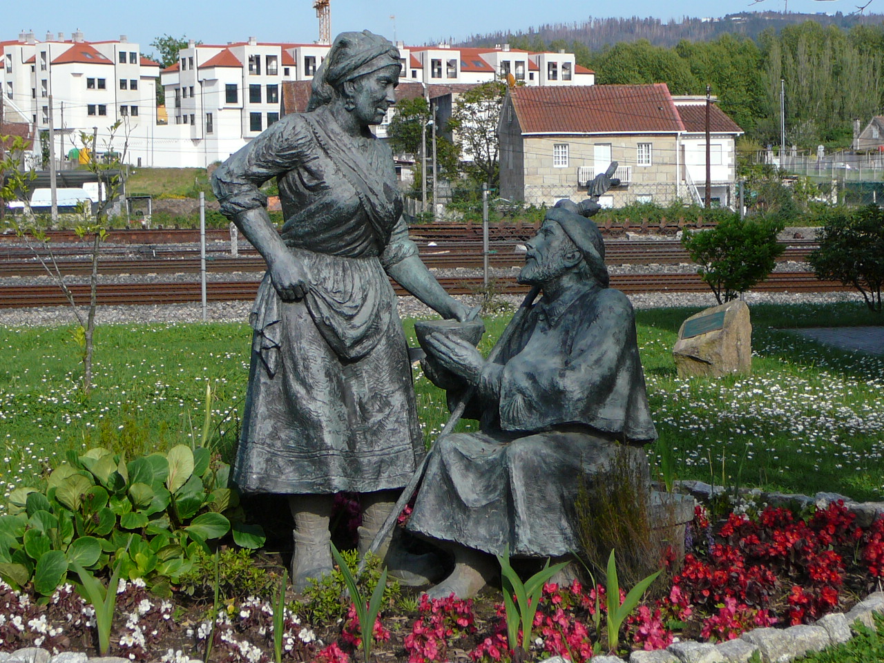 Redondela - Ponteverdra Statue près de l'albergue de Ponteverdra 